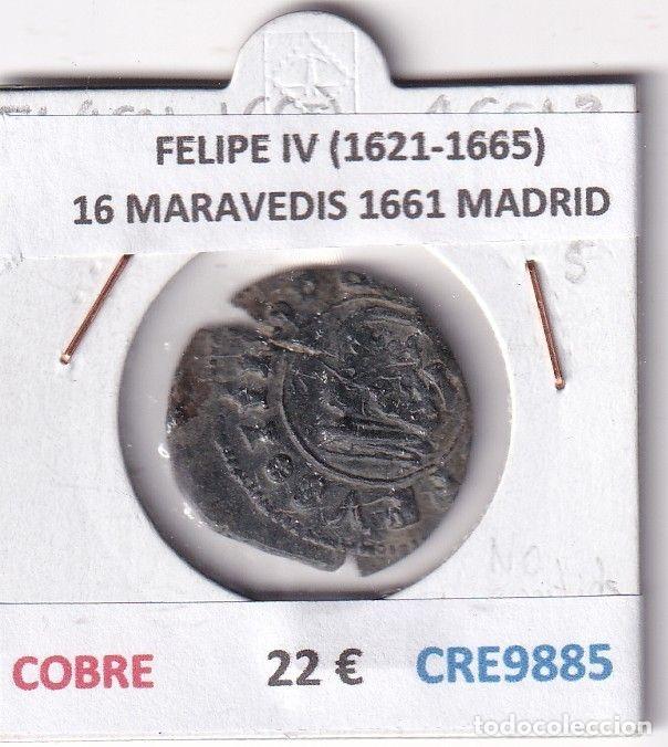 Monedas de Espa&ntilde;a: CRE9885 MONEDA ESPA&Ntilde;A FELIPE IV (1621-1665) 16 MARAVEDIS 1661 MADRID COBRE