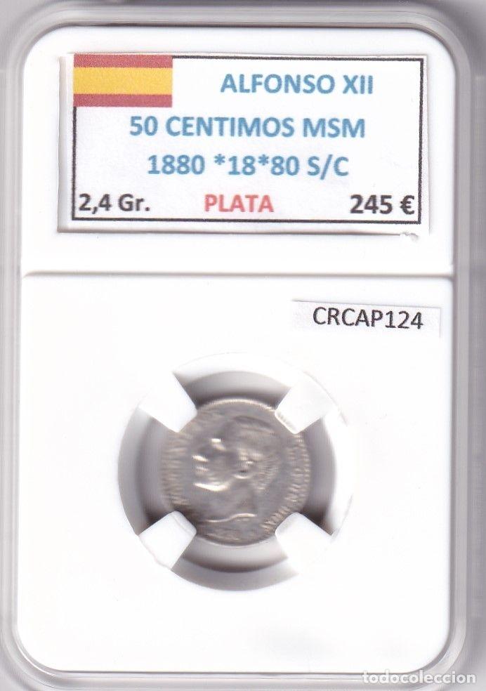 M&uuml;nzen von Spanien: CRCAP124 MONEDA ESPA&Ntilde;A ALFONSO XII 50 CENTIMOS MSM 1880 *18*80 S/C