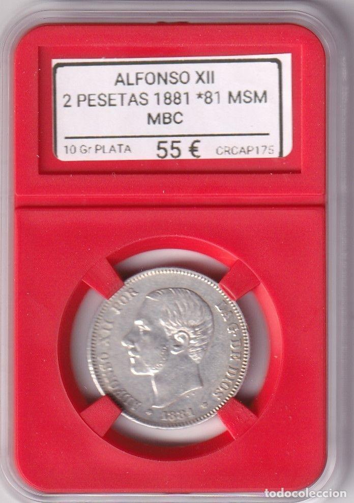 M&uuml;nzen von Spanien: CRCAP175 MONEDA ESPA&Ntilde;A ALFONSO XII 2 PESETAS 181 *81 MSM PLATA