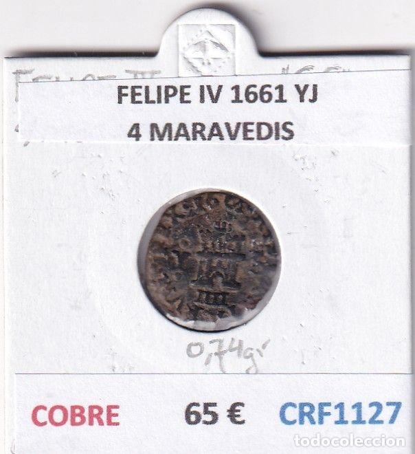 M&uuml;nzen von Spanien: CRF1127 MONEDA ESPA&Ntilde;A FELIPE IV 1661 YJ 4 MARAVEDIS COBRE