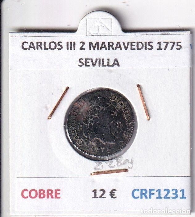 Monedas de Espa&ntilde;a: CRF1231 MONEDA ESPA&Ntilde;A CARLOS III 2 MARAVEDIS 1775 SEVILLA COBRE