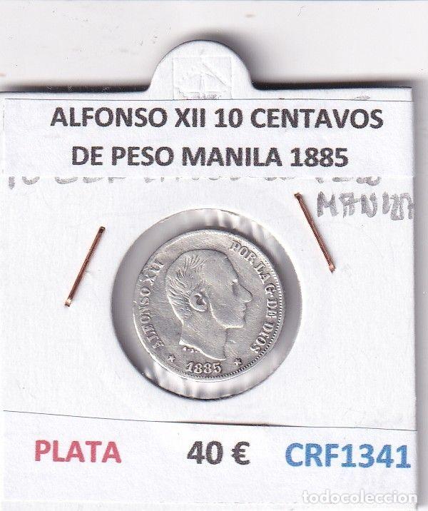 Coins of Spain: CRF1341 MONEDA ESPA&Ntilde;A ALFONSO XII 10 CENTAVOS DE PESO MANILA 1885 PLATA