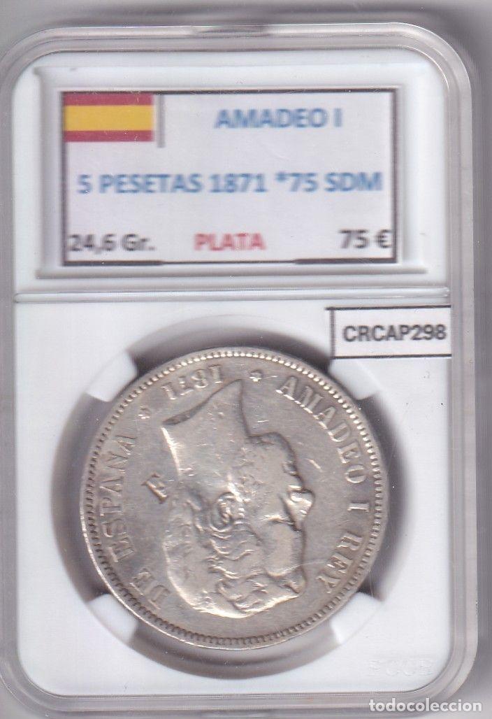 Moedas de Espanha: CRCAP298 MONEDA ESPA&Ntilde;A AMADEO I 5 PESETAS 1871*75 SDN PLATA
