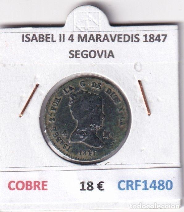Coins of Spain: CRF1480 MONEDA ESPA&Ntilde;A ISABEL II 4 MARAVEDIS 1847 SEGOVIA COBRE