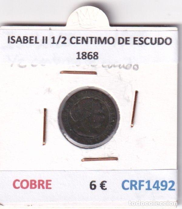 Monnaies d'Espagne: CRF1492 MONEDA ESPA&Ntilde;A ISABEL II 1/2 CENTIMO DE ESCUDO 1868 COBRE