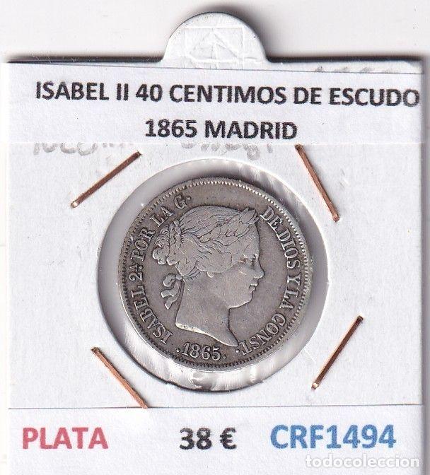 Monnaies d'Espagne: CRF1494 MONEDA ESPA&Ntilde;A ISABEL II 40 CENTIMOS DE ESCUDO 1865 MADRID PLATA
