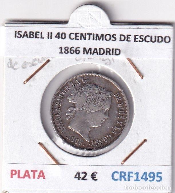 Monnaies d'Espagne: CRF1495 MONEDA ESPA&Ntilde;A ISABEL II 40 CENTIMOS DE ESCUDO 1866 MADRID PLATA