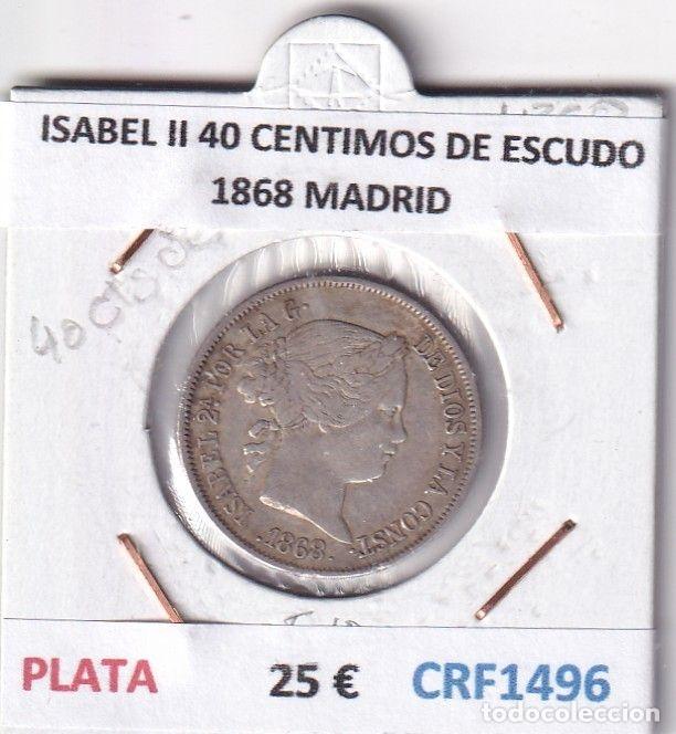 Monnaies d'Espagne: CRF1496 MONEDA ESPA&Ntilde;A ISABEL II 40 CENTIMOS DE ESCUDO 1868 MADRID PLATA