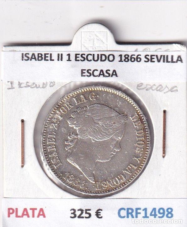 Monnaies d'Espagne: CRF1498 MONEDA ESPA&Ntilde;A ISABEL II 1 ESCUDO 1866 SEVILLA PLATA ESCASA