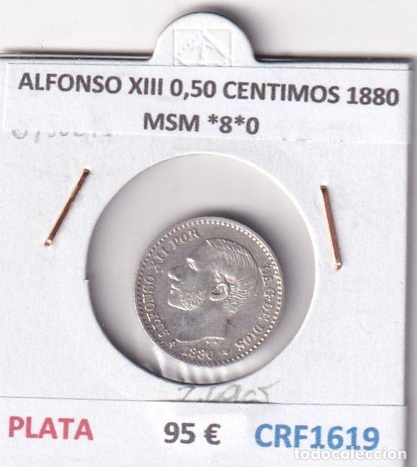 Moedas de Espanha: CRF1619 MONEDA ESPA&Ntilde;A ALFONSO XIII 0,50 CENTIMOS 1880 MSM *8*0 PLATA