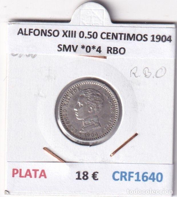 M&uuml;nzen von Spanien: CRF1640 MONEDA ESPA&Ntilde;A ALFONSO XIII 0,50 CENTIMOS 1904 SMV *0*4 PLATA RESTOS BRILLO ORIGINAL