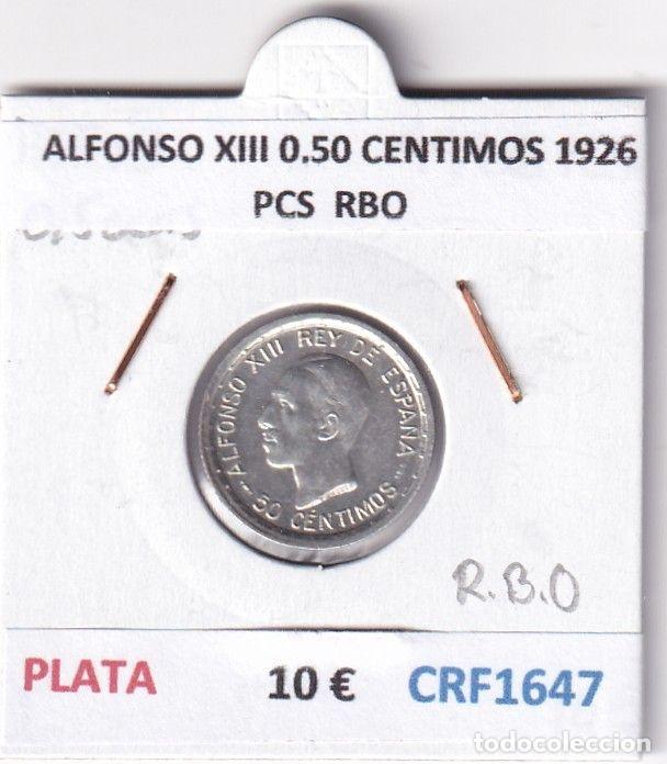 M&uuml;nzen von Spanien: CRF1647 MONEDA ESPA&Ntilde;A ALFONSO XIII 0,50 CENTIMOS 1926 PCS PLATA RESTOS BRILLO ORIGINAL