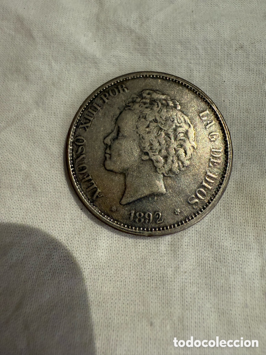 Monedas de Espa&ntilde;a: Reproducci&oacute;n 5 Pesetas Alfonso XIII 1892 &ndash; Metal con Presencia de Plata