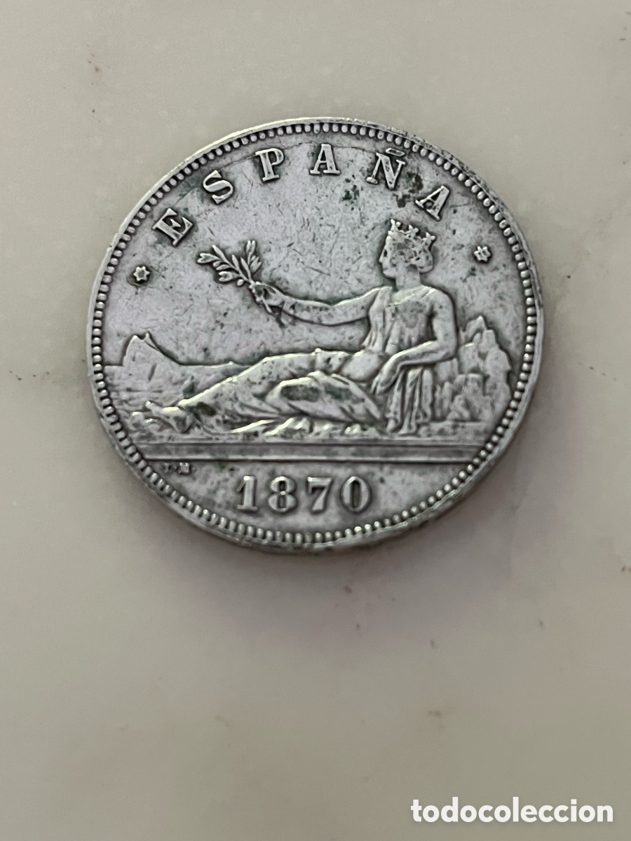 Monedas de Espa&ntilde;a: 1870, 5 pesetas de plata