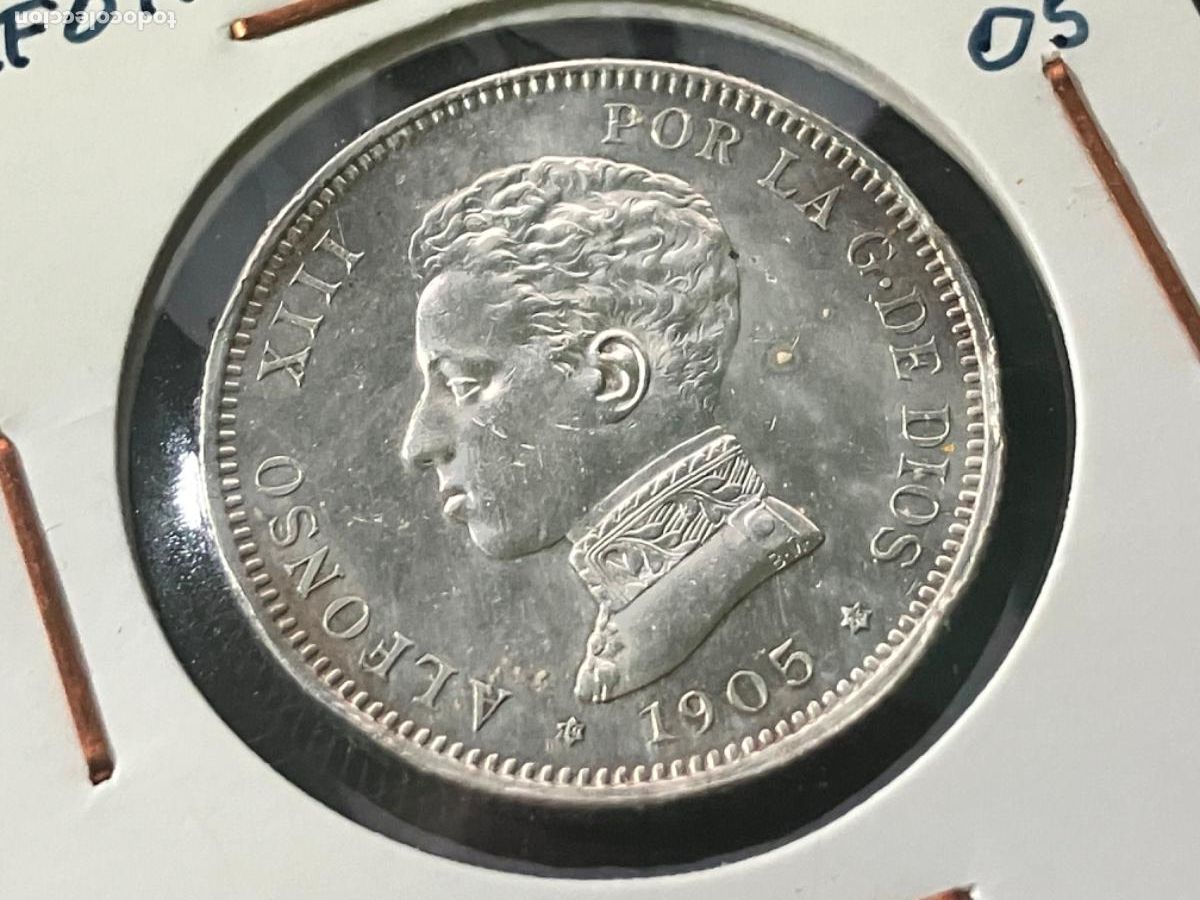 Monedas de Espa&ntilde;a: Moneda plata Espa&ntilde;a 1905 19 05 Alfonso XIII SM V - 2 pesetas - buen estado