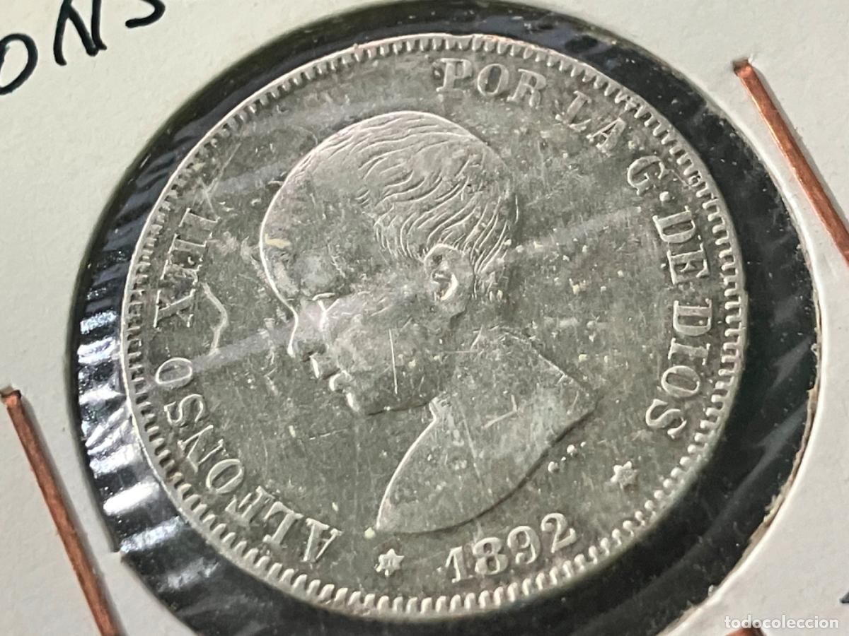Monedas de Espa&ntilde;a: Moneda plata Espa&ntilde;a 1892 92 Alfonso XIII - 2 pesetas