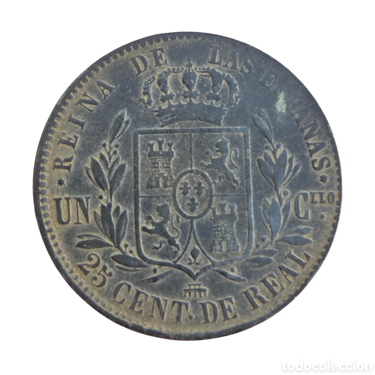Monedas de Espa&ntilde;a: 25 C&eacute;ntimos de Real Isabel II 1858