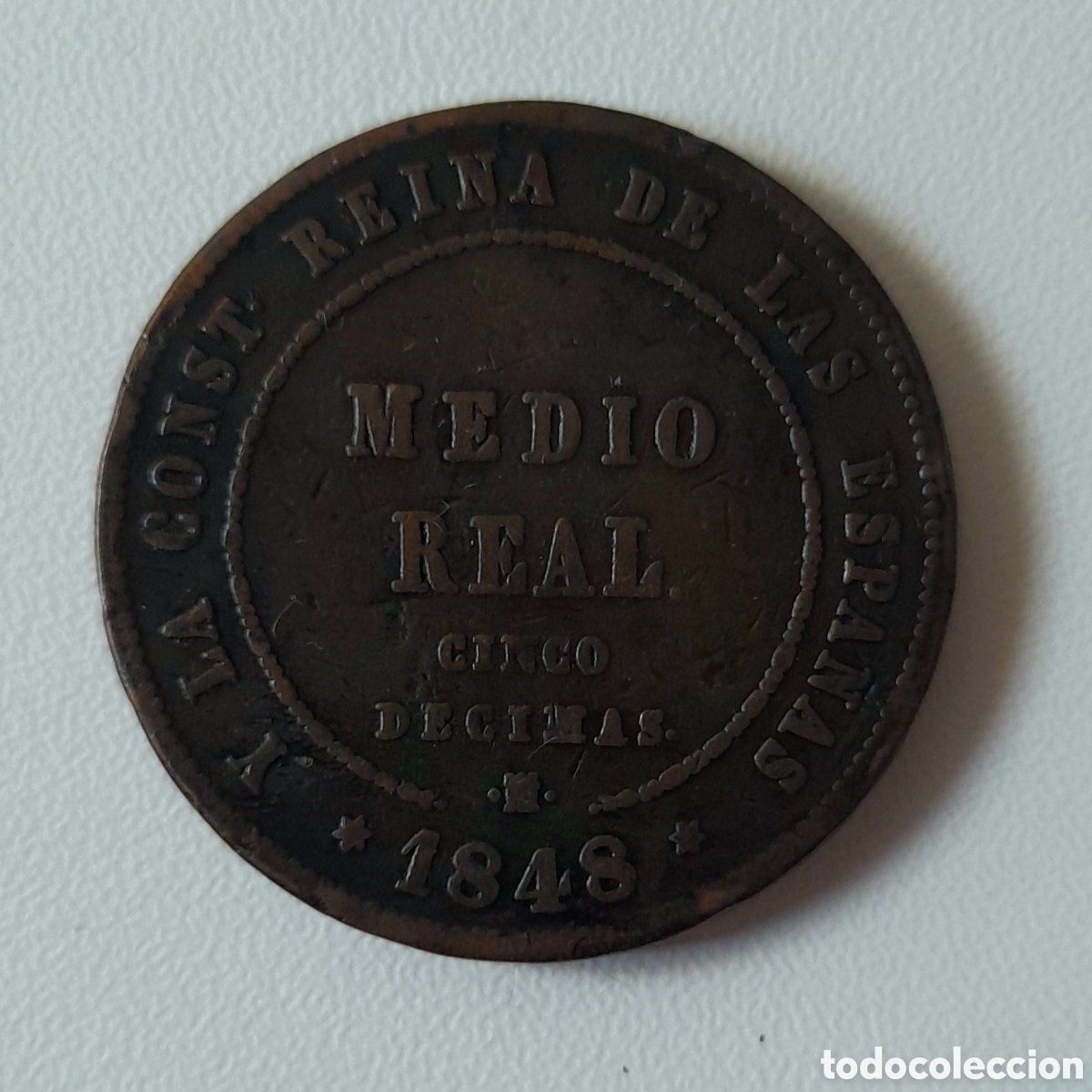Monedas de Espa&ntilde;a: Moneda Medio Real Isabel II de 1848