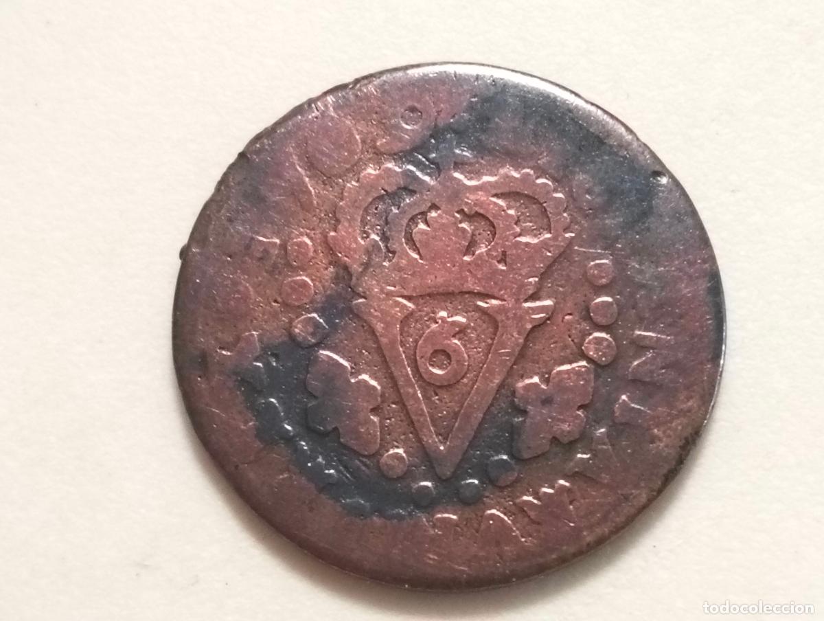 Monete da Spagna: MONEDA COBRE SEISENO FELIPE V, 6 DINEROS A&Ntilde;O 1709, REINO DE VALENCIA