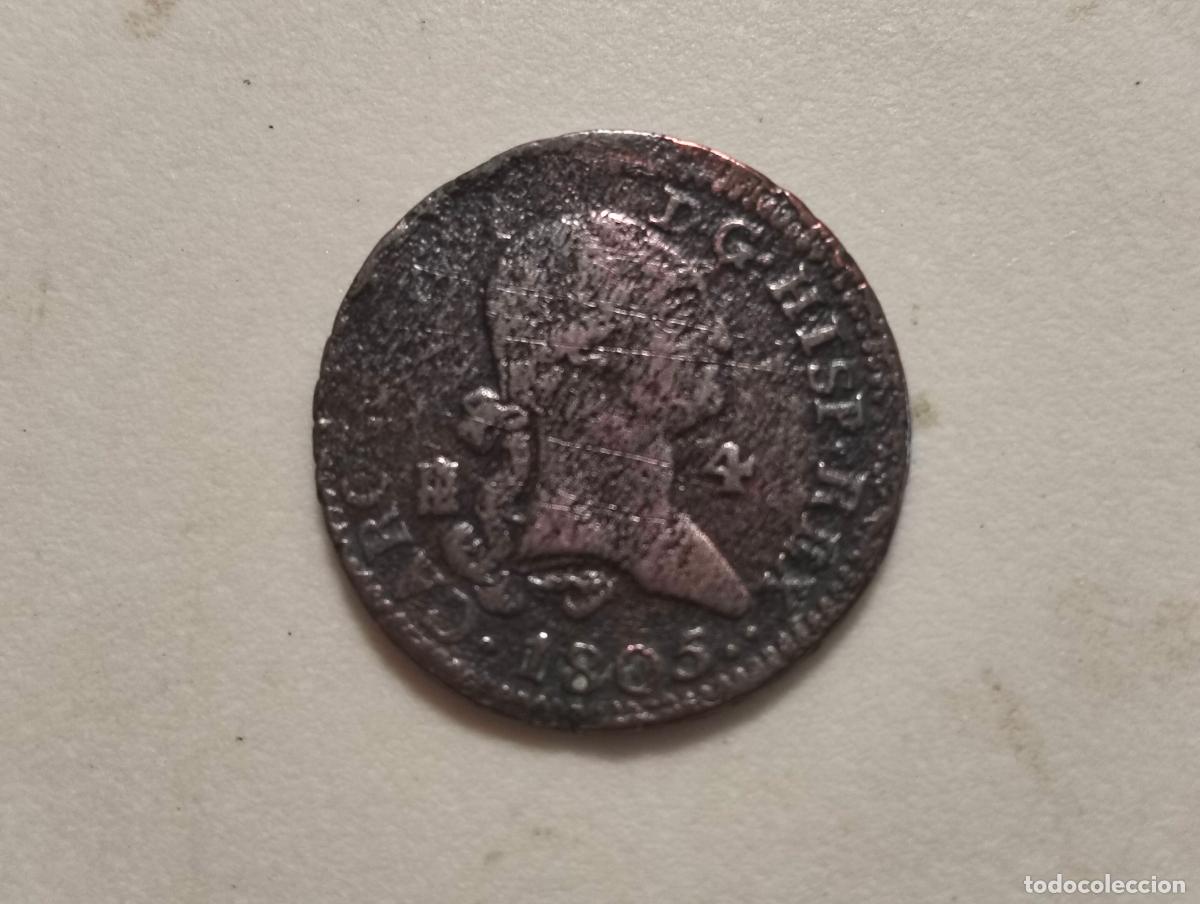 Monedas de Espa&ntilde;a: MONEDA 4 MARAVEDIS CECA SEGOVIA, CARLOS IV, A&Ntilde;O 1805