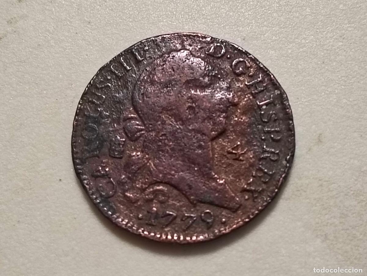 Coins of Spain: MONEDA 4 MARAVEDIS CECA SEGOVIA, CARLOS III, A&Ntilde;O 1779, COBRE