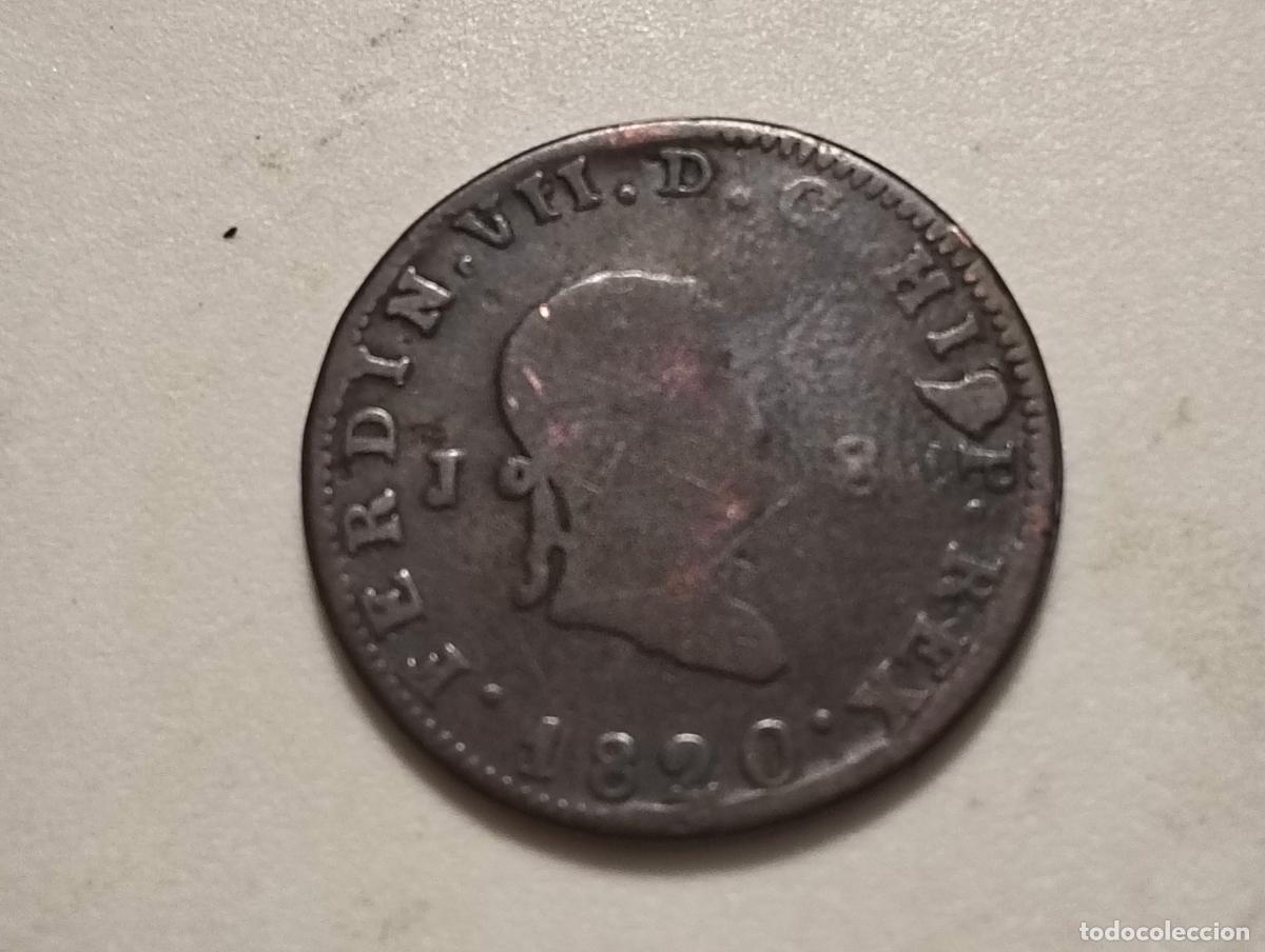 Coins of Spain: MONEDA 8 MARAVEDIS CECA JUBIA, FERNANDO VII, A&Ntilde;O 1820, COBRE