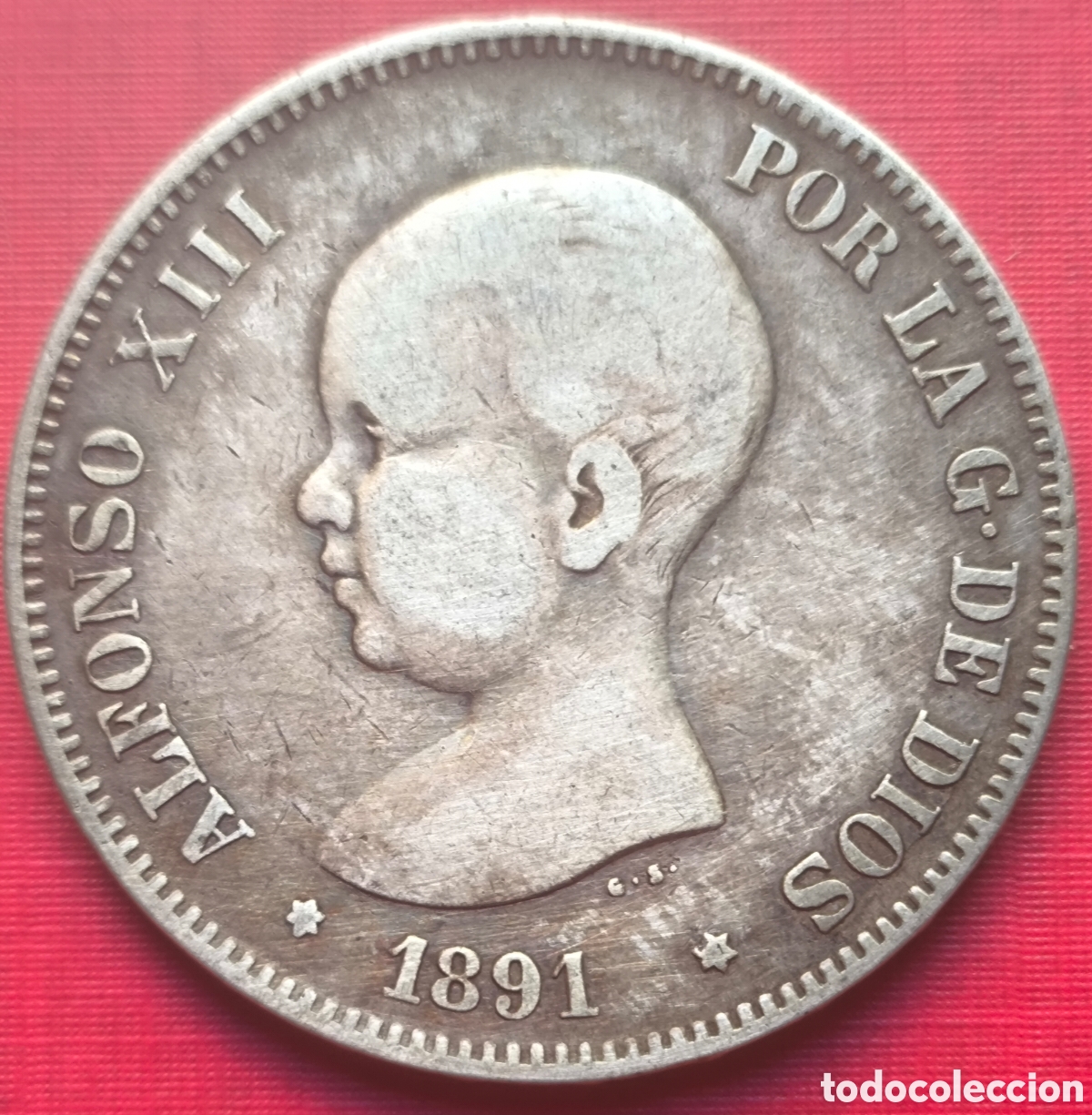 Coins of Spain: MONEDA DE PLATA PEL&Oacute;N ALFONSO XIII DURO 5 PESETAS PLATA 1891