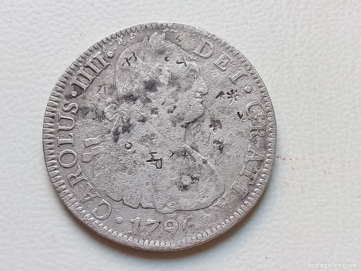 Monedas de Espa&ntilde;a: CARLOS IV 8 REALES PLATA 1796 M&Eacute;XICO FM. RESELLOS CHINOS. PROCEDENTE DE NAUFRAGIO. BC+-