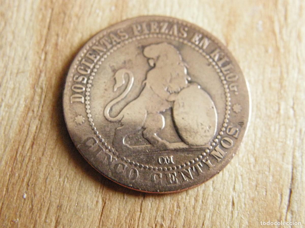 Monedas de Espa&ntilde;a: 5 c&eacute;ntimos 1870 - Isabel II - Leon con Escudo