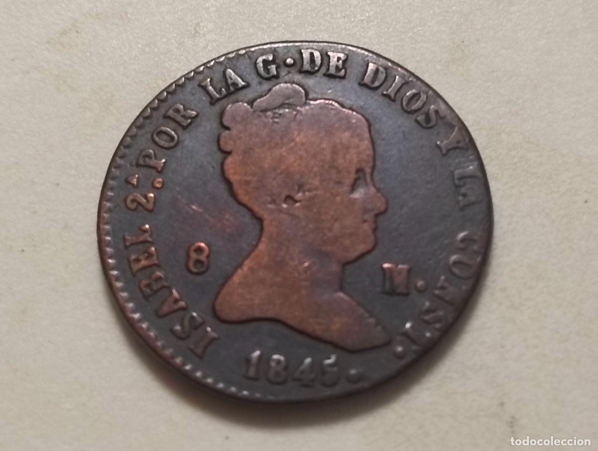 Monedas de Espa&ntilde;a: MONEDA 8 MARAVEDIS, ISABEL II, A&Ntilde;O 1845, CECA SEGOVIA, COBRE