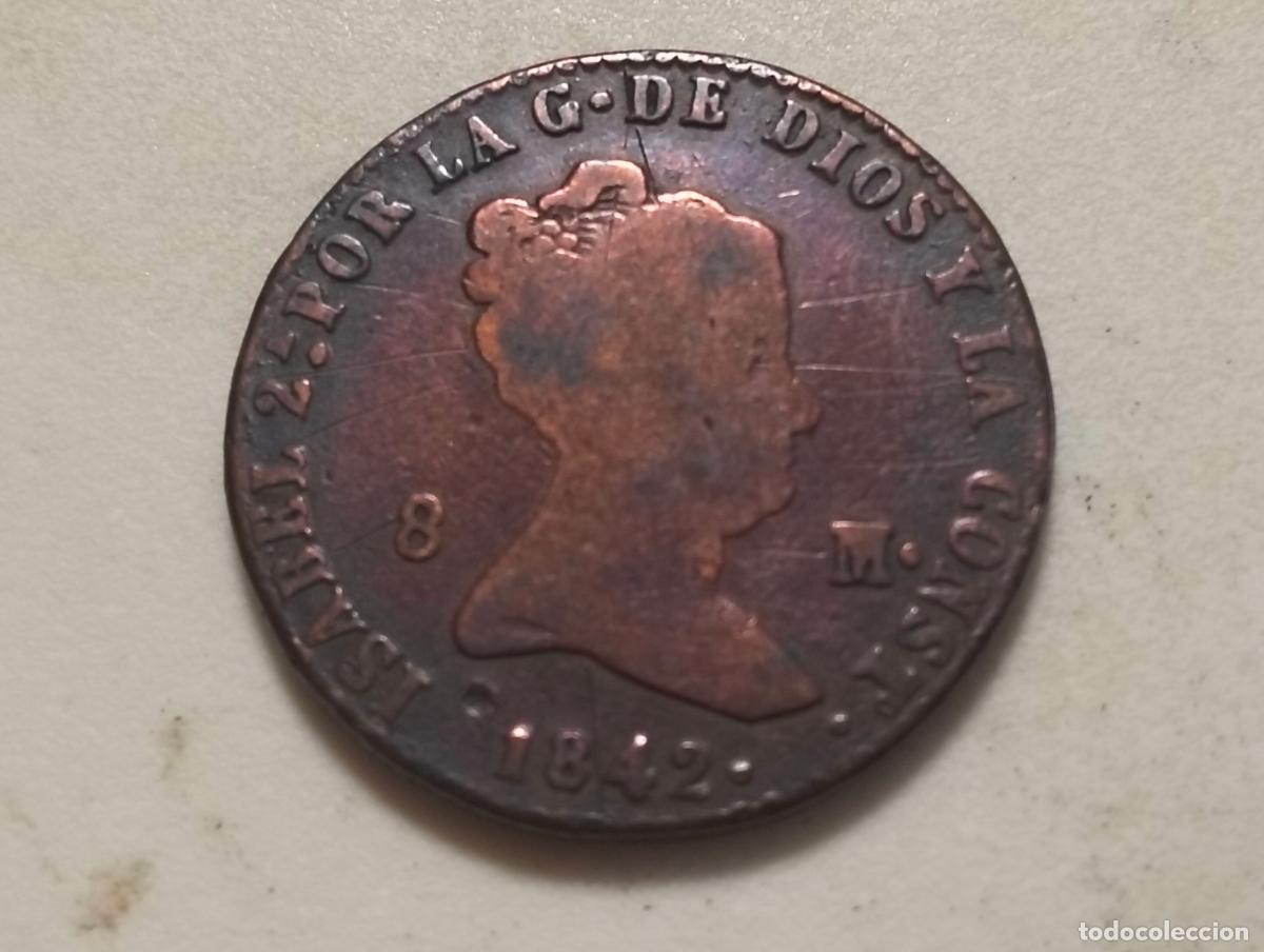 Monedas de Espa&ntilde;a: MONEDA 8 MARAVEDIS, ISABEL II, A&Ntilde;O 1842, CECA SEGOVIA, COBRE