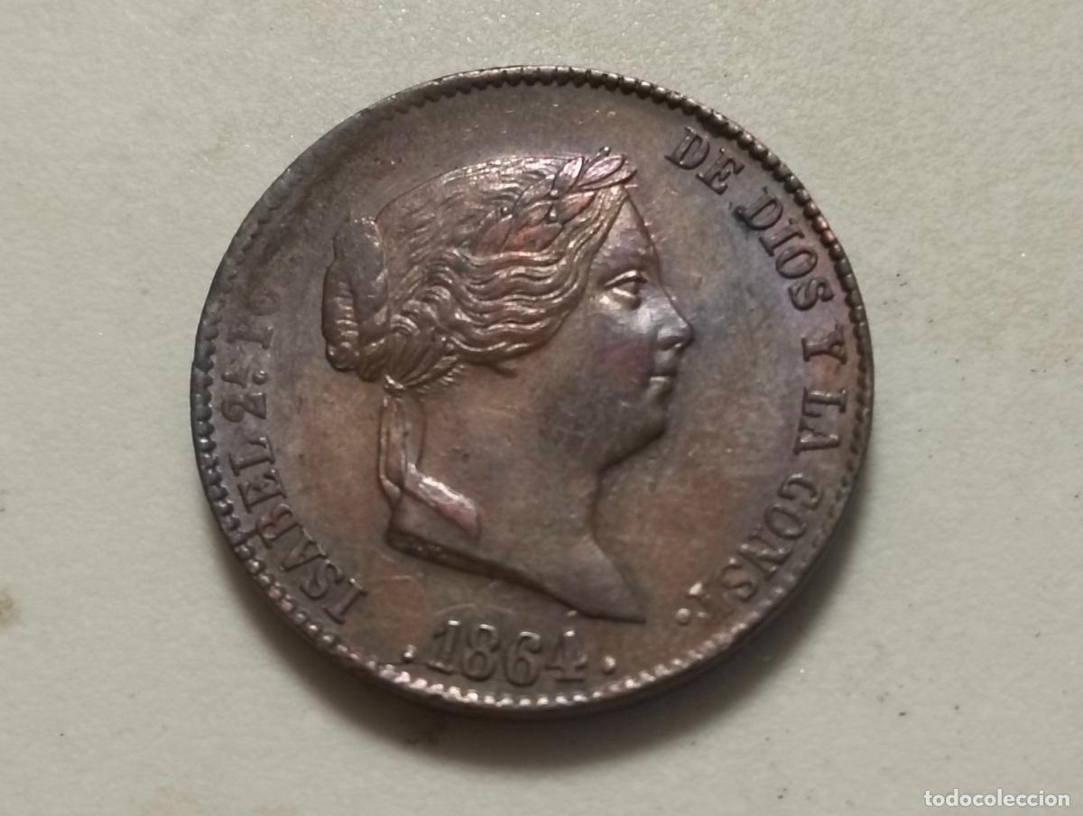 Monedas de Espa&ntilde;a: MONEDA 25 CENT DE REAL, ISABEL II, A&Ntilde;O 1864, CECA SEGOVIA, COBRE