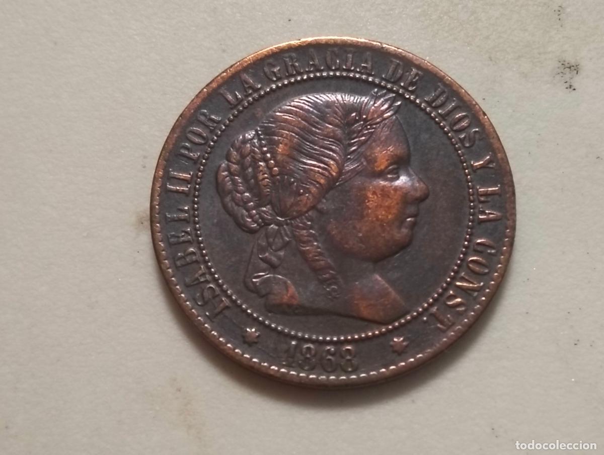 Moedas de Espanha: MONEDA 2 1/2 CENTIMOS DE ESCUDO, ISABEL II, A&Ntilde;O 1868, COBRE