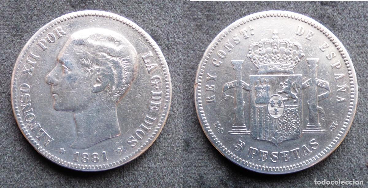 Monedas de Espa&ntilde;a: 5 PESETAS ALFONSO XII 1881*18-81 MS.M.