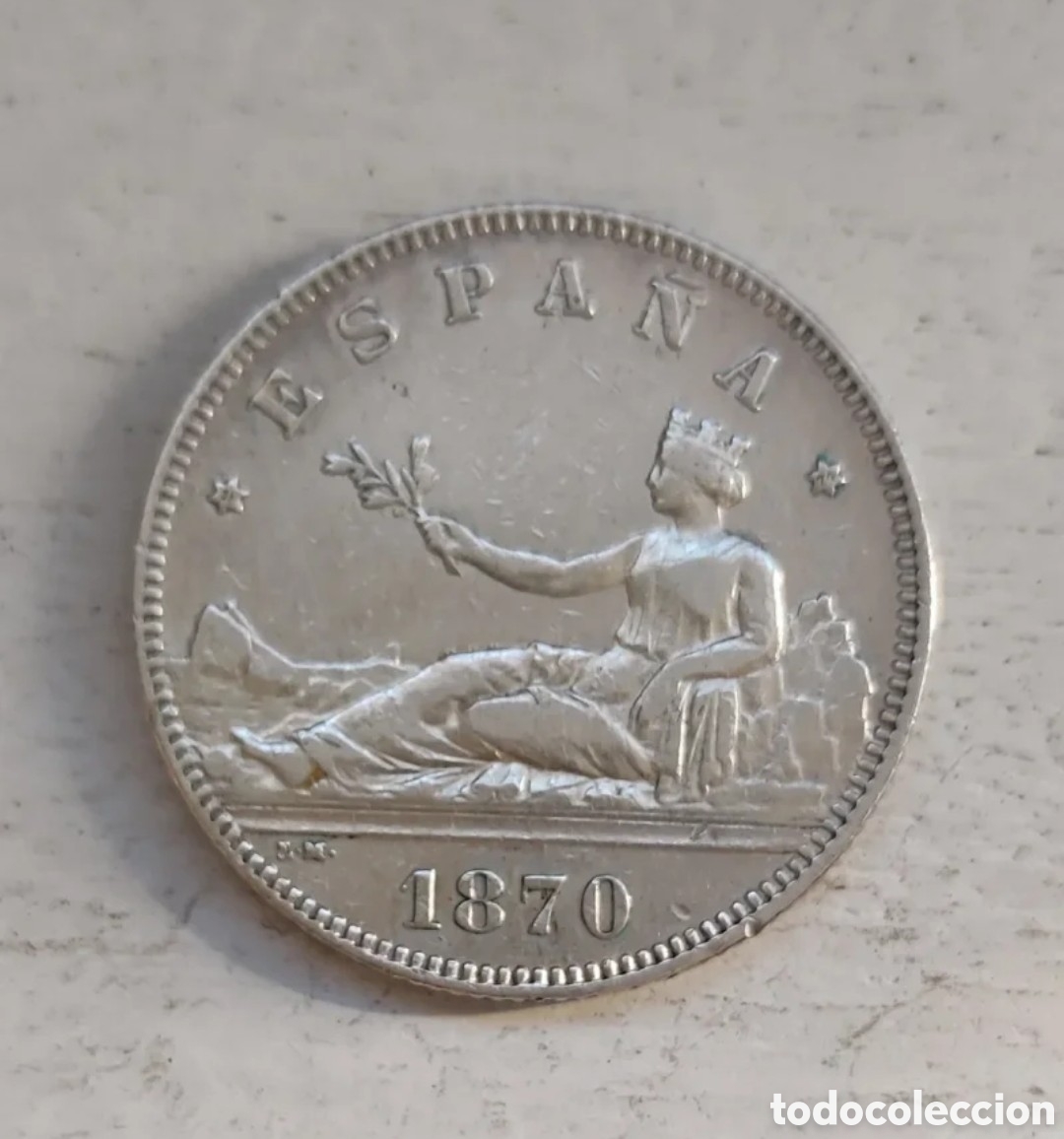 Monedas de Espa&ntilde;a: Moneda plata 2 pesetas 1870 *74