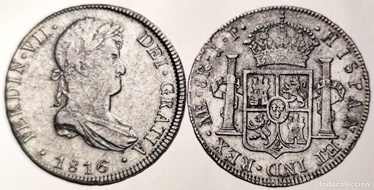 M&uuml;nzen von Spanien: Reino de Espa&ntilde;a 8 Reales Fernando VII 1816 JP Lima, Certificada Aureo&Calic&oacute; MBC, Lote 1488
