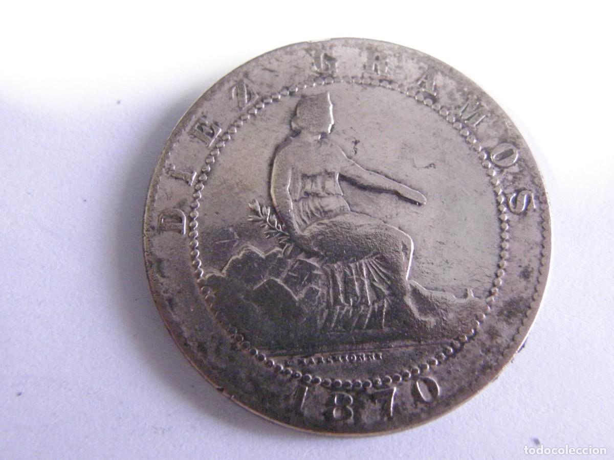 Monedas de Espa&ntilde;a: Espa&ntilde;a &ndash; 10 C&eacute;ntimos 1870, Gobierno Provisional - &rdquo;Hispania&rdquo; - Bronce - KM#663