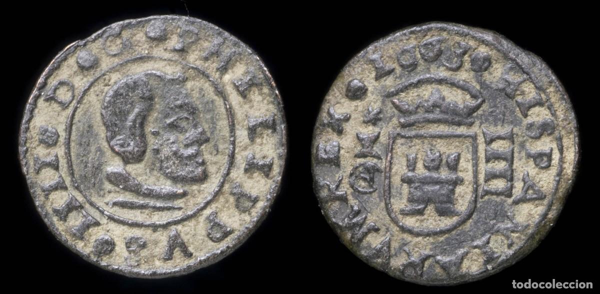 Monedas de Espa&ntilde;a: 1663, 4 Maravedis Philips IV, Cuenca Mint (scarce) - 14 mm / 0,88 gr.