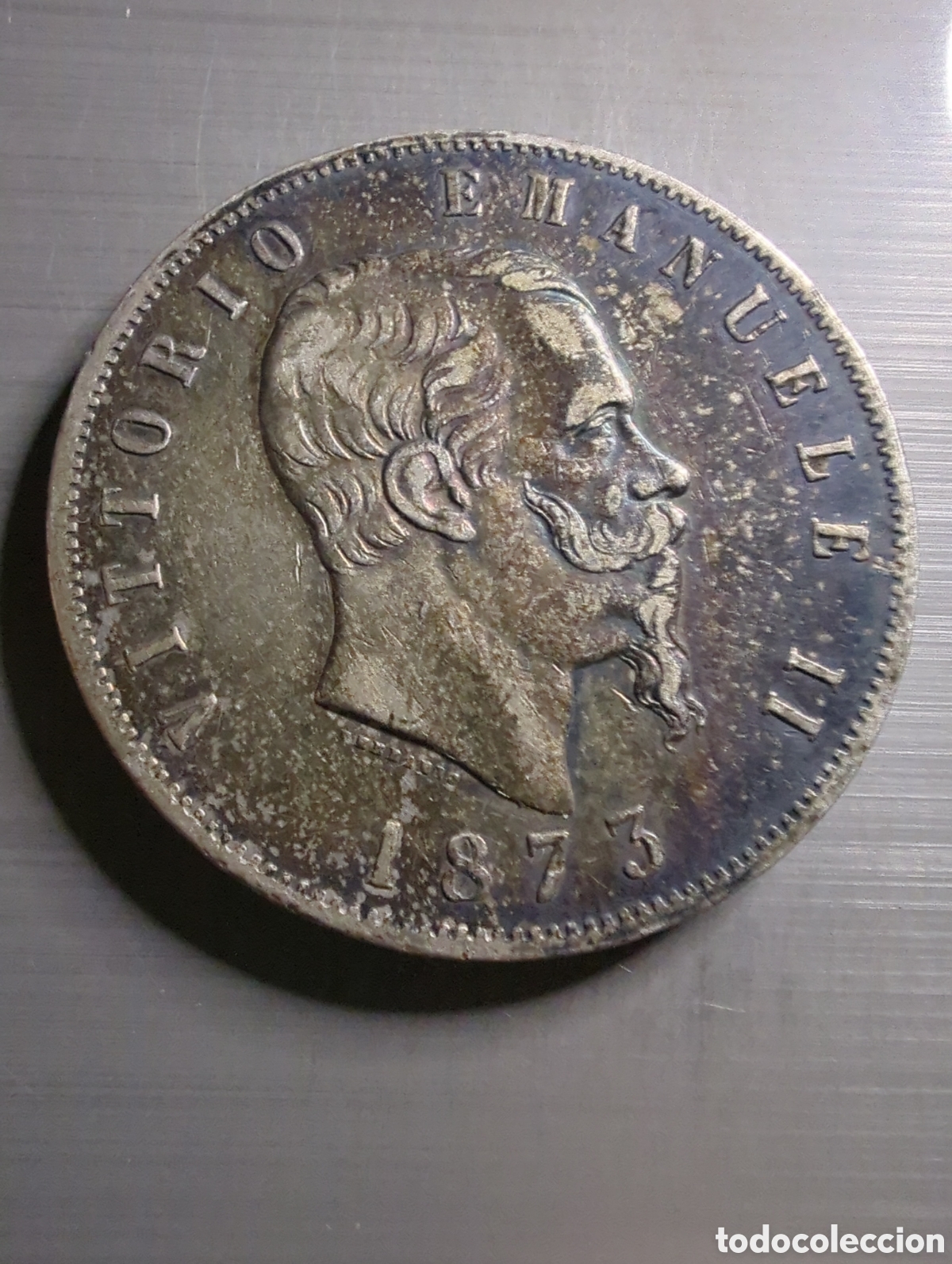 Monete da Spagna: Italia 5 liras 1873 plata