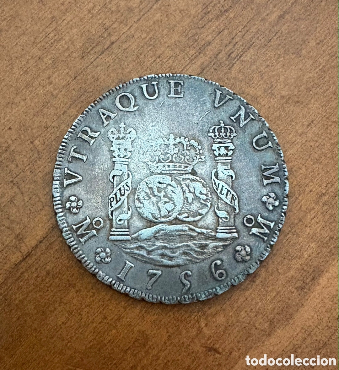 Monedas de Espa&ntilde;a: Moneda 8 reales 1756 Mexico, columnario.
