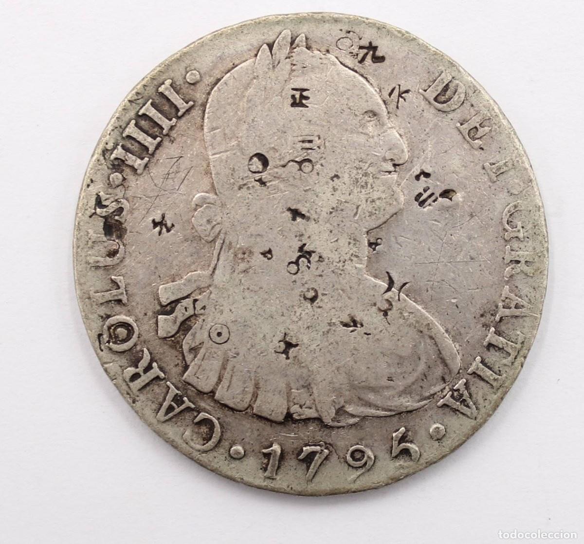 Monete da Spagna: PERU 1795 LIMA IJ 8 REALES - CHARLES IV (79) PERU 1795 LIMA IJ 8 REALES - CHARLES IV, D-4 cm, 26.4 g