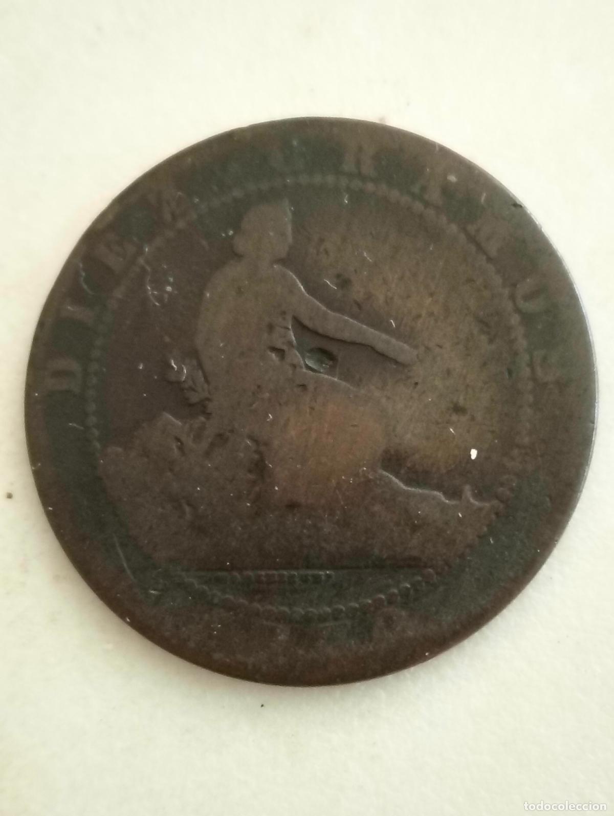 Monedas de Espa&ntilde;a: MONEDA DIEZ CENTIMOS 1870, GOBIERNO PROVISIONAL, COBRE