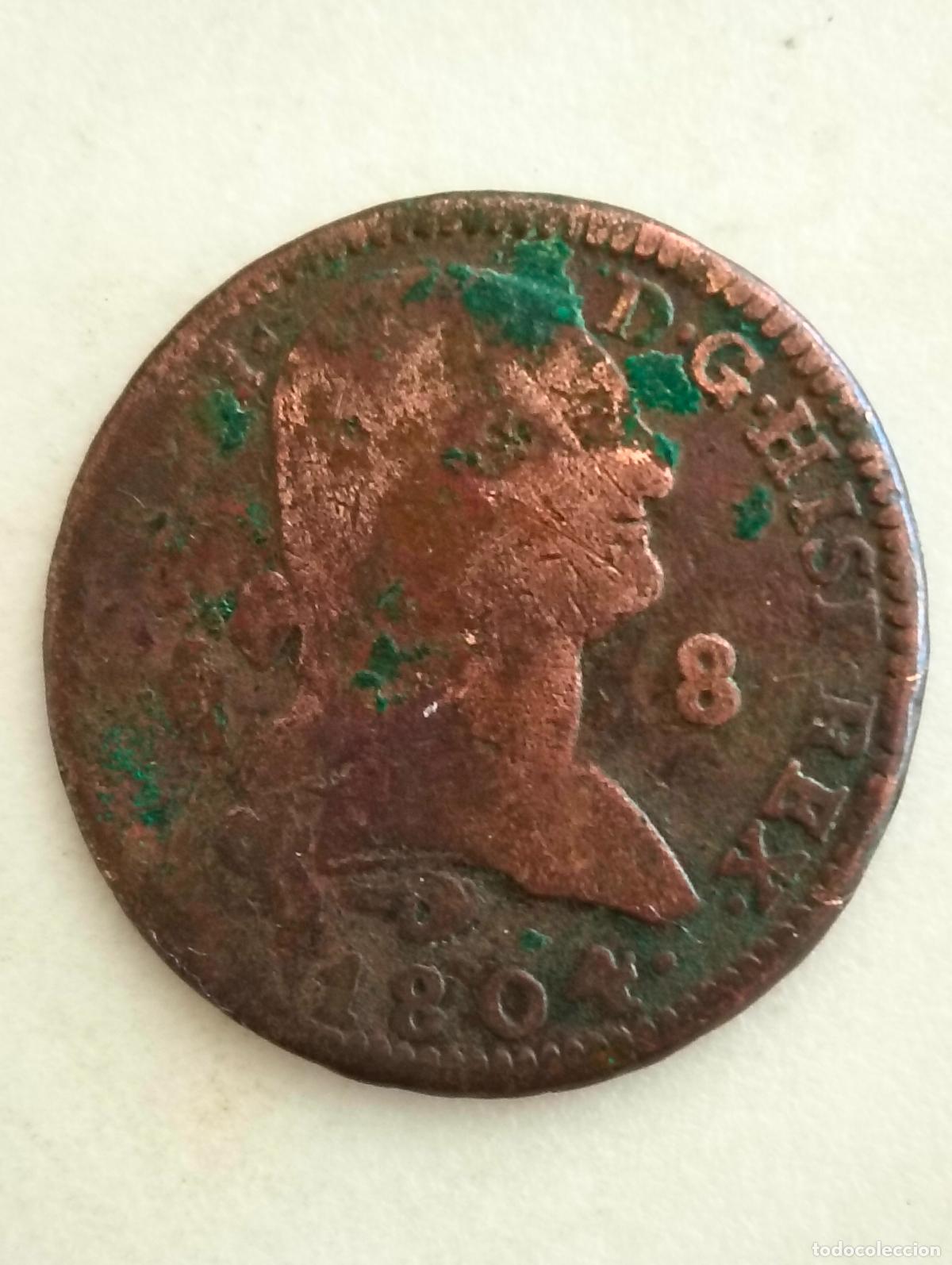 Monedas de Espa&ntilde;a: MONEDA 8 MARAVEDIS 1804, CARLOS IV, SEGOVIA, COBRE