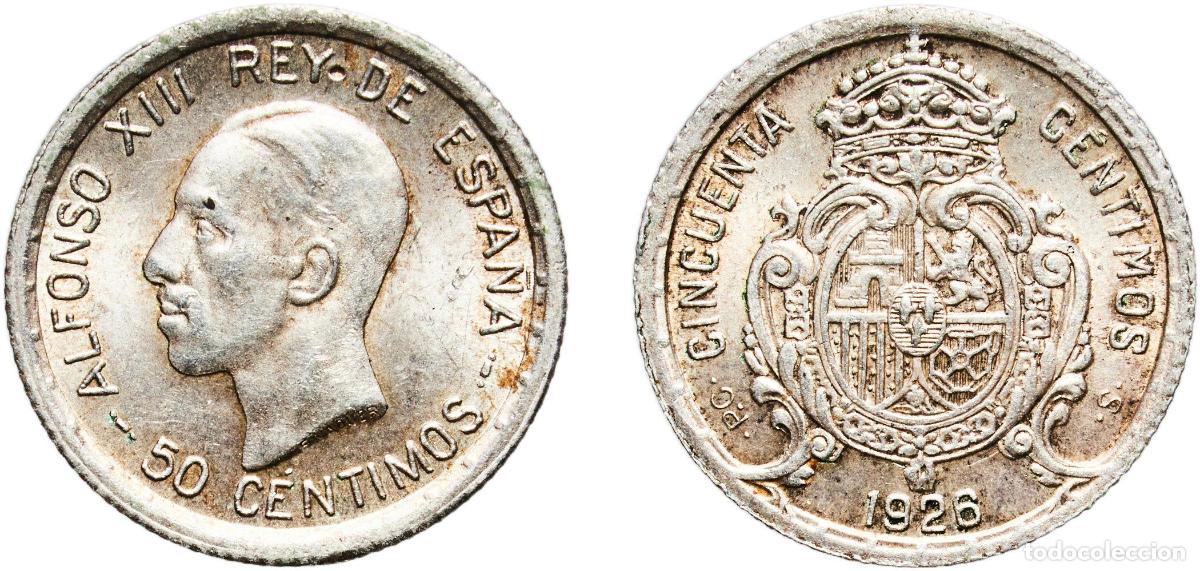 Monedas de Espa&ntilde;a: Spain Kingdom 1926 PCS 50 Centimos - Alfonso XIII (6th portrait) Silver (.835) Madrid Mint (4000000