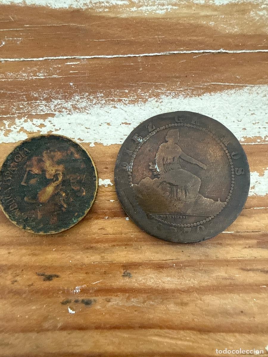 Monedas de Espa&ntilde;a: Una peseta del 37 y 10 c&eacute;ntimos de 1870