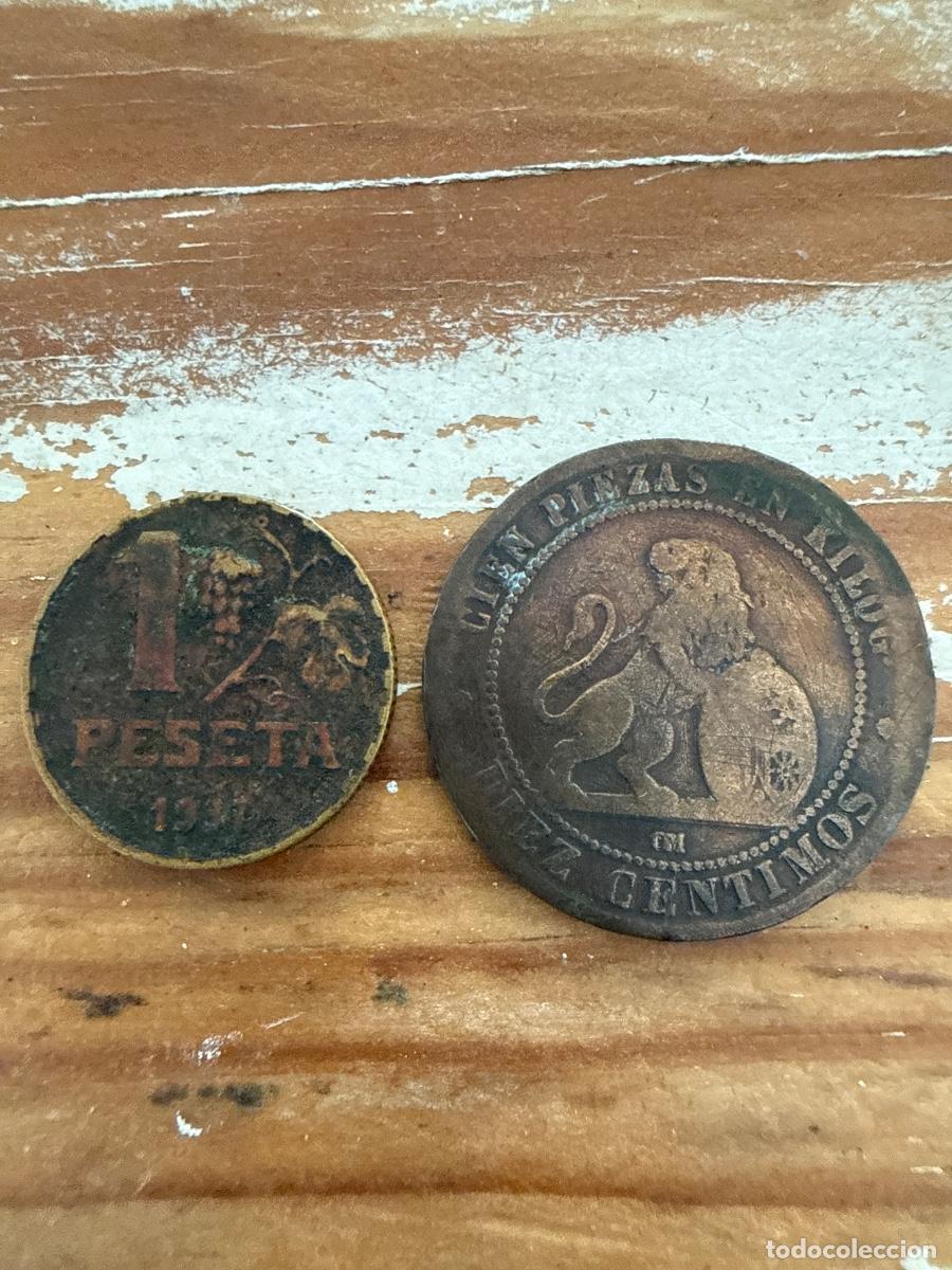 Monedas de Espa&ntilde;a: Una peseta del 37 y 10 c&eacute;ntimos de 1870 - Foto 2