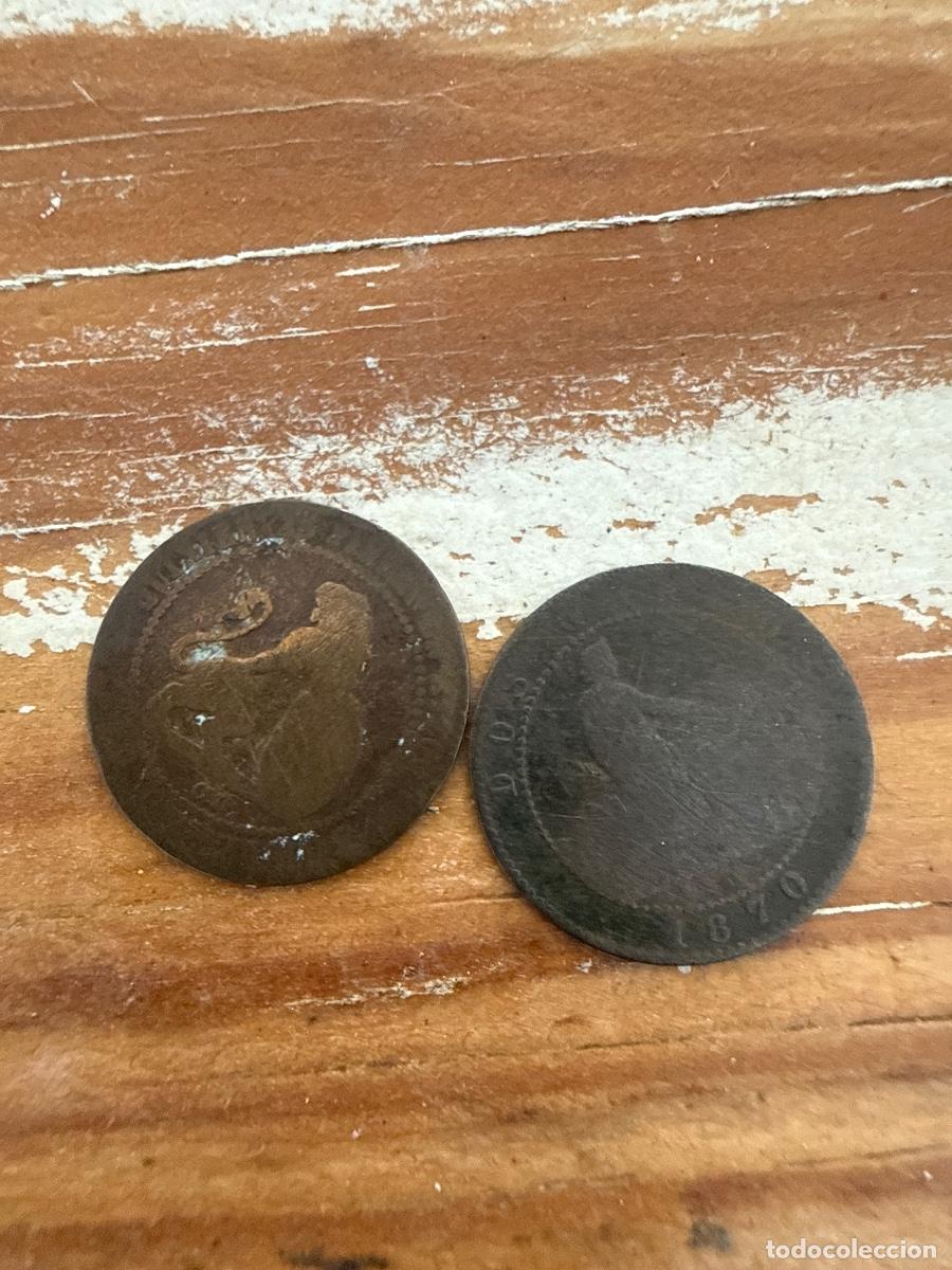 Monedas de Espa&ntilde;a: 2 monedas de 1 c&eacute;ntimo de 1870 - Foto 1