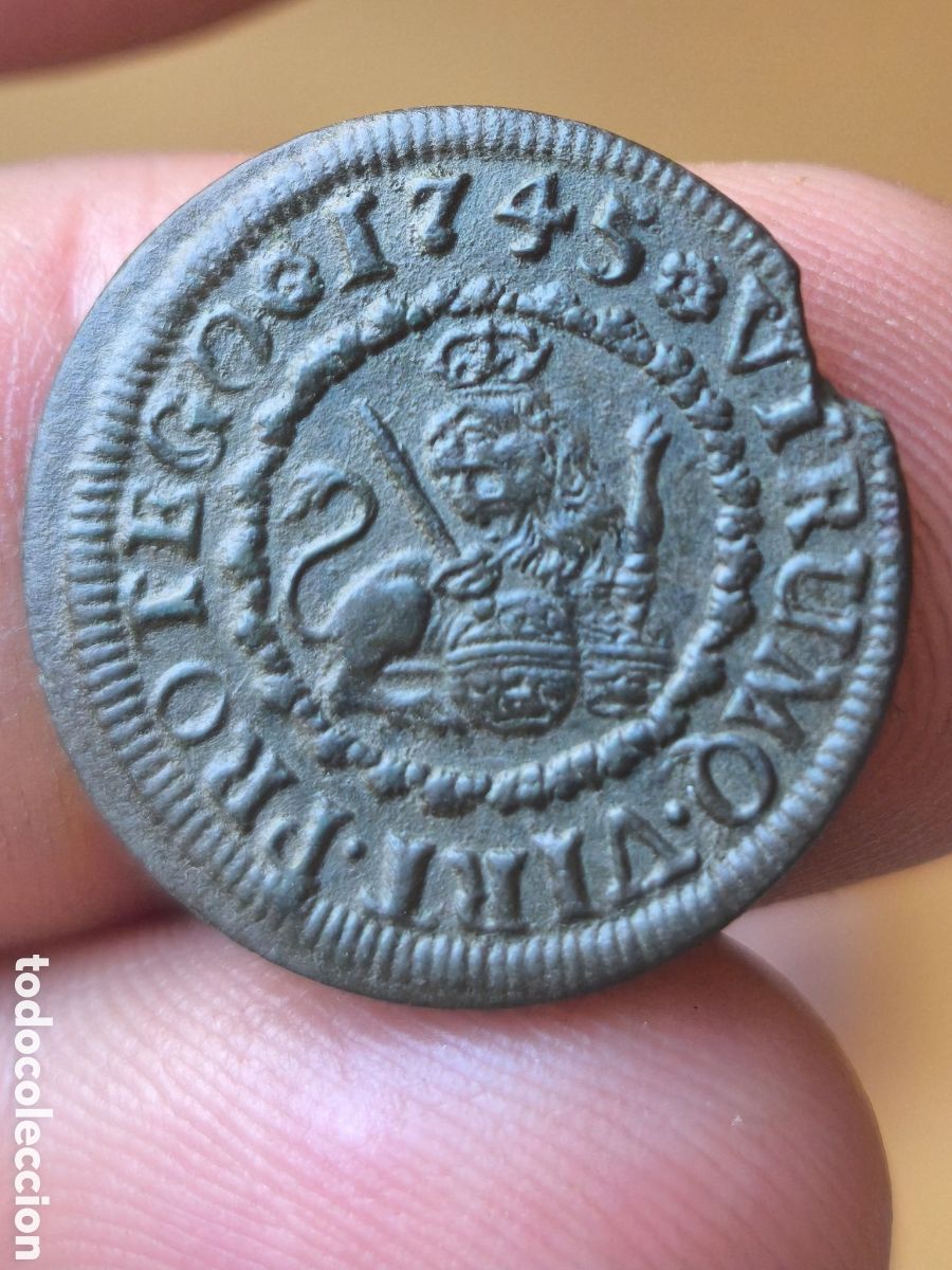 Monedas de Espa&ntilde;a: Felipe V 1745 2 Maravedis Segovia