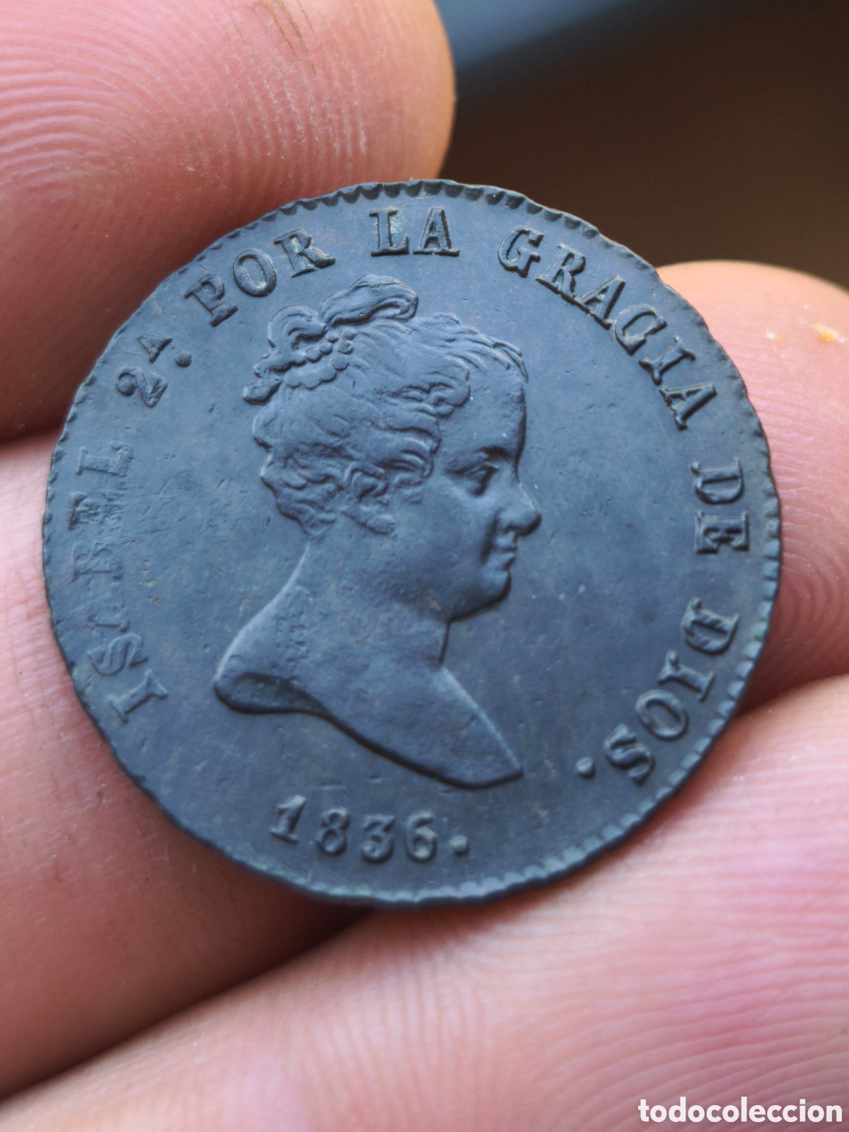 Monedas de Espa&ntilde;a: Isabel II 1836 4 maravedis Segovia valor en reverso