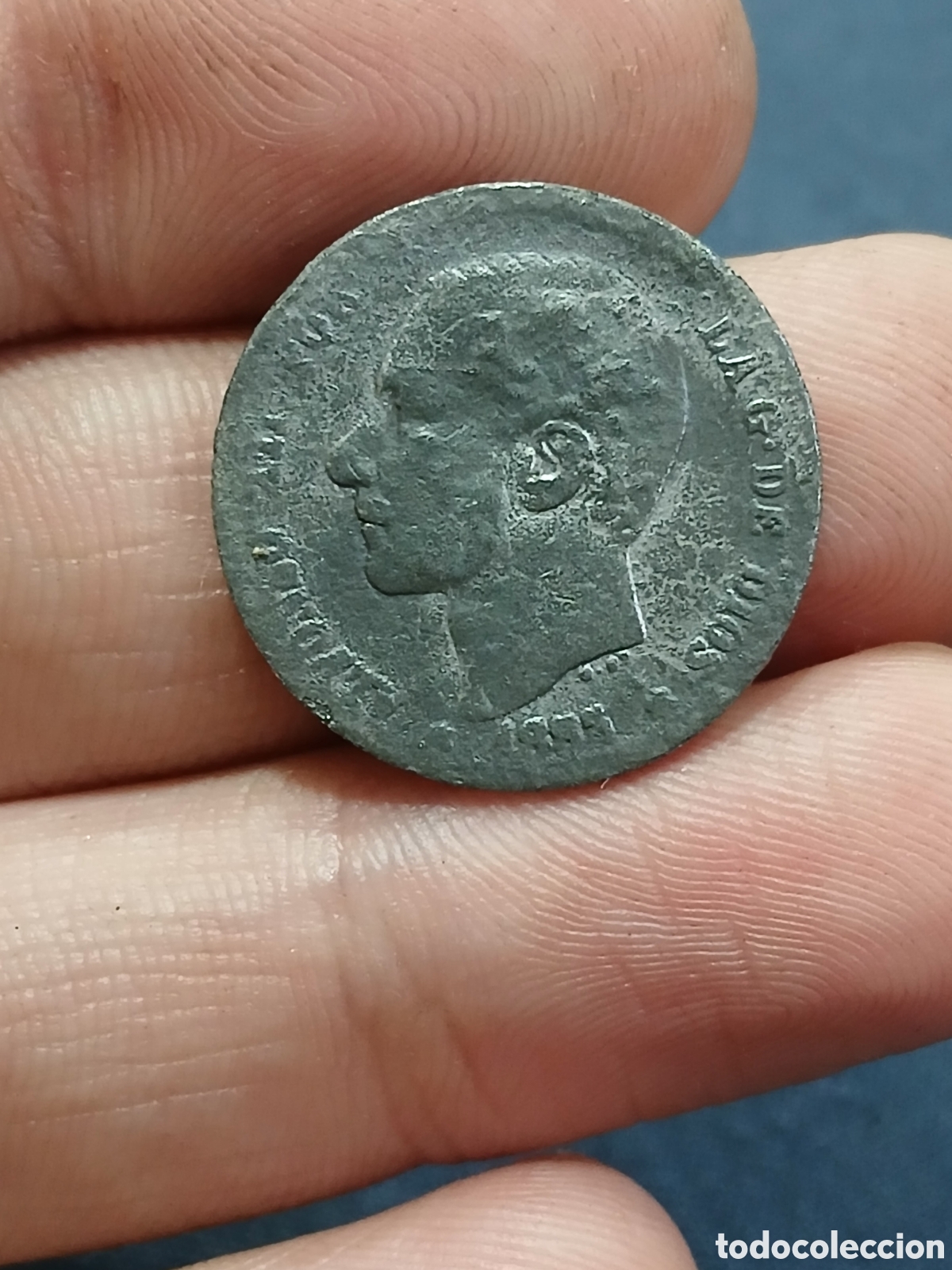 Monedas de Espa&ntilde;a: 1 peseta 1883. Calamina. Falsa de &eacute;poca. (L129)